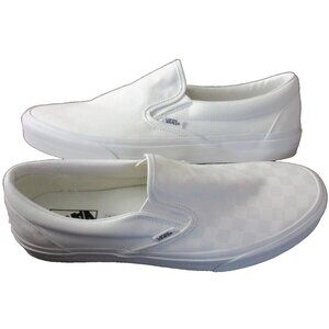Vans Men's Classic Slip On True White Checkerboard Canvas Skate Shoes Sizes NIB